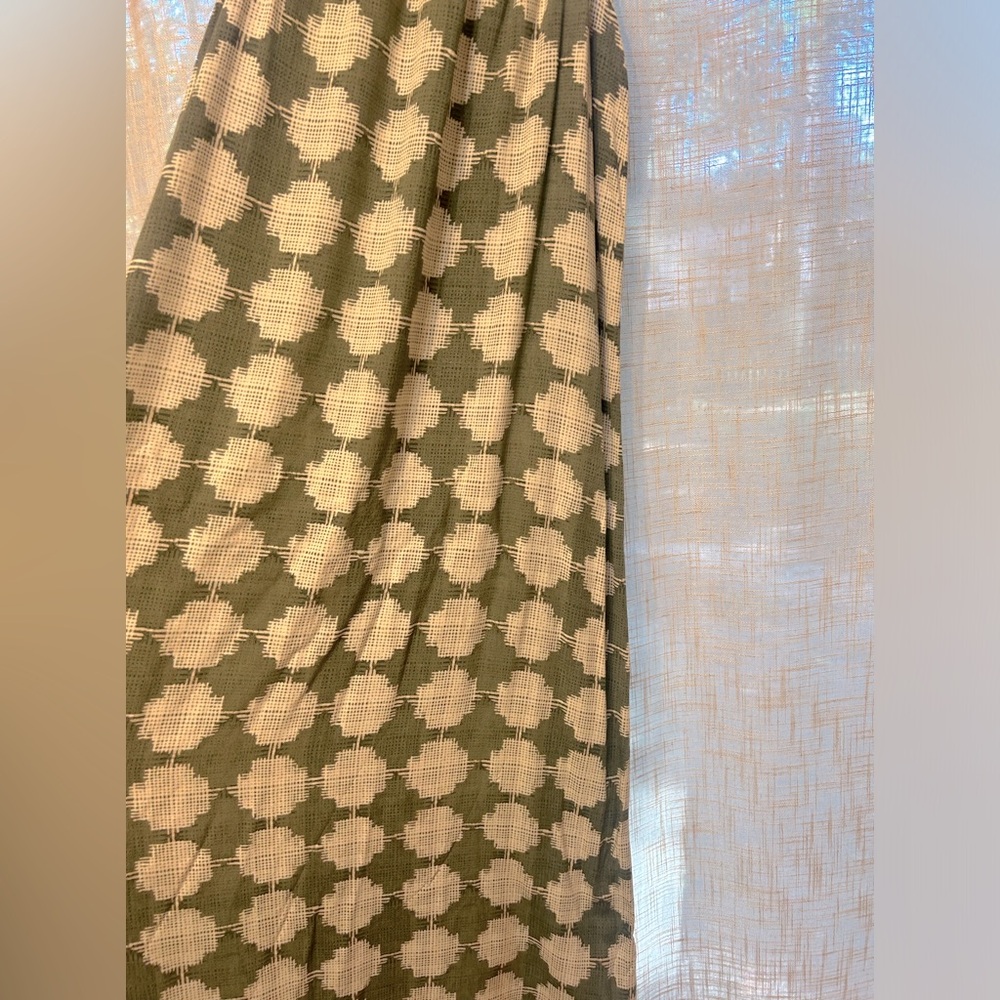 Merona Patterned Ivory and Green Strappy 70’s Retro Long Maxi Dress size Small. - Picture 6 of 7